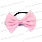 Pink Mesh Bow Hair Elastic Hair Band Ponytail Band