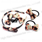 Animal Print Bow Alice Band ,Elastic and Snap Clip Set, Headband Kits