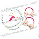 Blue Heart Pattern Bow Alice band, Elastic and Snap Clip Set, Headband Kits