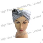 Grey Jersey Bandana With Crystal , Wide Headwrap