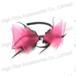 Big Purple Mesh Bow Alice Band, Feather Hair Fascinator