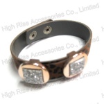 Faux Leather Band With Crystal Bracelet