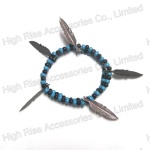 Double Strands Beads With Metal Leaf Charms Bracelet
