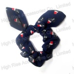 Christmas Dot/ Santa Hat Pattern Navy Blue Scrunchie