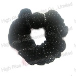 Silver Glitter Black Velvet Scrunchie