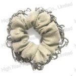 Beads Fringe Grey Scrunchie