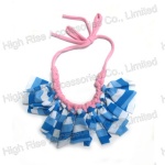 Blue Stripes Fringe Collar Necklace