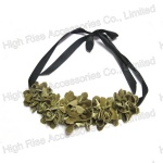 Green Fabric Flowers Necklace