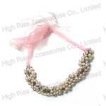 Multiple Faux Pearls Beaded Necklace With Lace Tie
