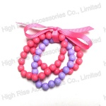 Two Color Three Strands Beads Bracelet With