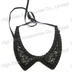 Black Beads Collar With Black Ribbon Tie