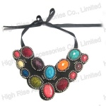 Colored Stones Felt Collar/ Necklace Collar