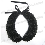 Multiple Beads Black Oval Collar