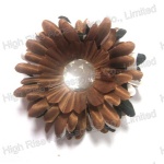 Clear Stone Heart Brown Flower Hair Clip And Brooch Pin