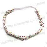 Colorful Polka Dotted Fabric Braided Elastic Headband