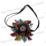 Colored Dots Feather Flower Elastic Headband