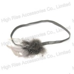 Grey Feather Flower Charms Elastic Headband