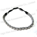 Pearls Beaded Silver Glitter Elastic Headband