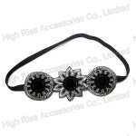 Embroidered Flower Charm Elastic Headband