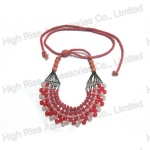 Multiple Beads Collar Necklace With Adjustable Cord