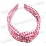 Pink Checked Knotted Bow Alice Band