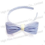 Blue Stripe Bow Alice Band