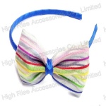 Rainbow Colored Mesh Bow Alice Band