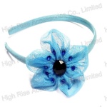 Light Blue Mesh Flower With Stones Alice Band