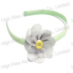 White Grosgrain Flower Alice Band