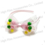 Mesh Bow With Colorful Pom Pom Alice Band