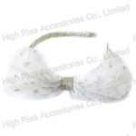 Silver Glitter Dots Mesh Bow Alice Band