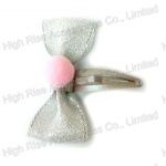 Sliver Glitter Ribbon Bow Snap Clip