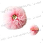 Pink Mesh Flower Duck Clip