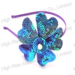 Bluish-violet Sequin Flower Alice Band
