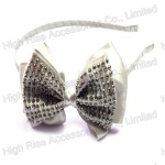 Crystal Studded Ribbon Bow Alice Band