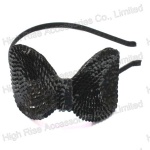 Black Sequin Bow Alice Band