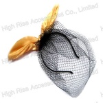 Big Satin Bow With Black Veil Alice Band