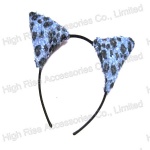 Leopard Pattern Blue Ear Alice Band