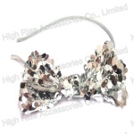 Silver Sequin Lace Bow Alice Band