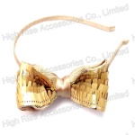 Golden Sequin Lace Bow Alice Band