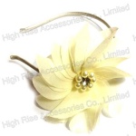 Light Yellow Chiffon Flower With Pearls Alice Band