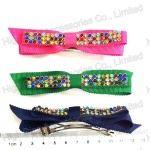 Colored Crystal Ribbon Bow French Clip, Hair Clip