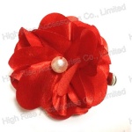 Red Satin Flower Hair Clip Alligator Clip