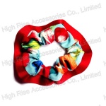 Red Grosgrain Ribbon Fringe Chiffon Scrunchie