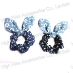 Two-tone Flowers Pattern Jean Ear Scrunchie