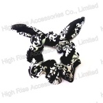 White Floral Pattern Ear Scrunchie