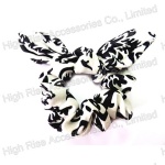 Black Floral Pattern Ear Scrunchie