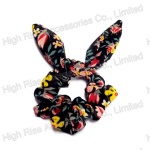 Rustic Floral Wired Bow Scrunchie