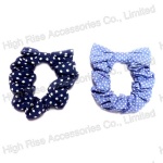 Polka Dotted Bow Blue Scrunchie