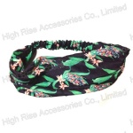 Orchid Pattern Black Chiffon Headwrap